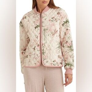 Papinelle Odette quilted bed jacket in a sea salt color floral print Sold Out !